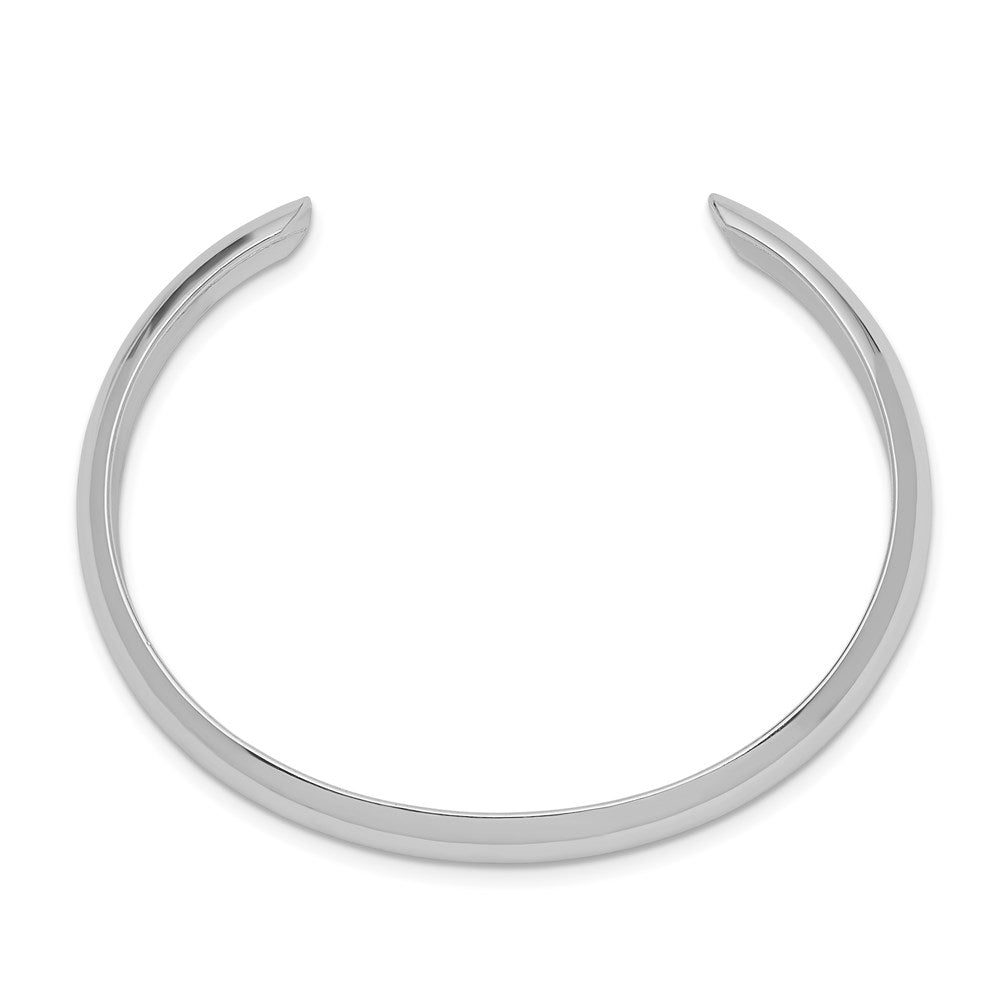Sterling Silver Rhod-plated Polished & Domed 6mm Children's Cuff Bangle 5.75 inches