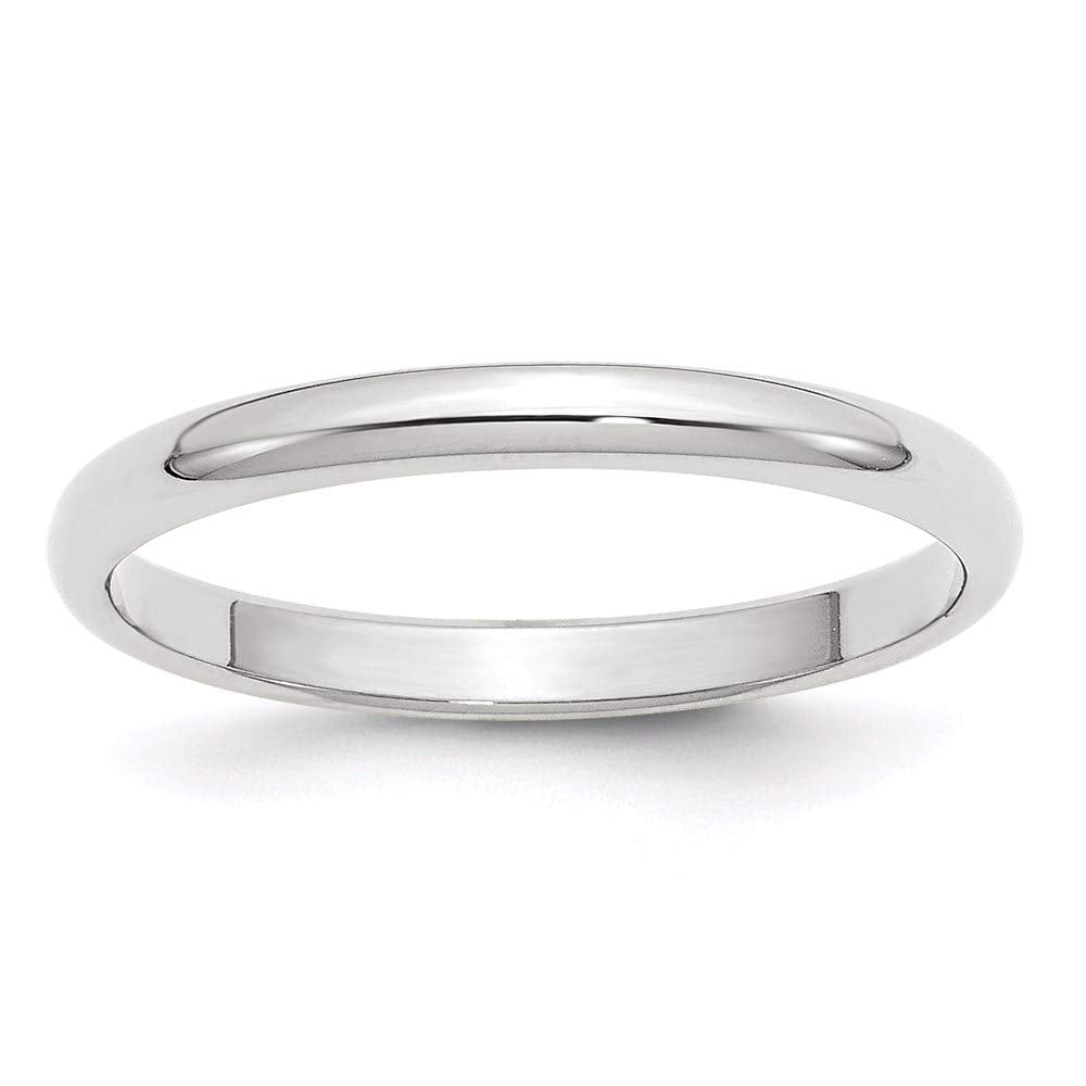 10k White Gold 2.5mm Half Round Wedding Band Size 12