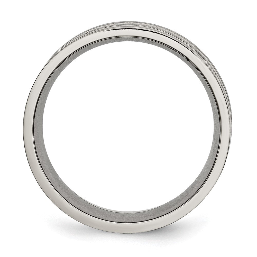 Titanium Brushed Yellow IP-plated 8mm Grooved Band Size - 10.5