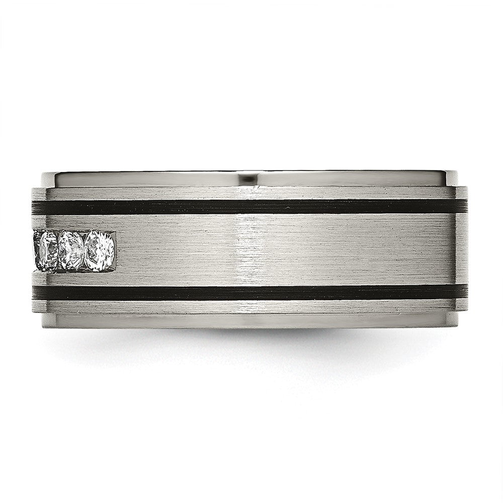 Titanium Polished/Brushed Enameled 1/2ct tw. Diamond 9mm Band Size - 13