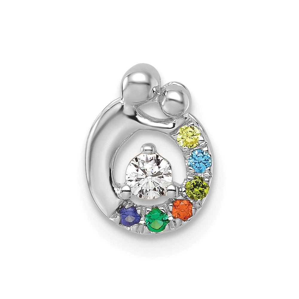 14k WG 6 Birthstone and Dia Mother/Child Chain Slide Semi-mount