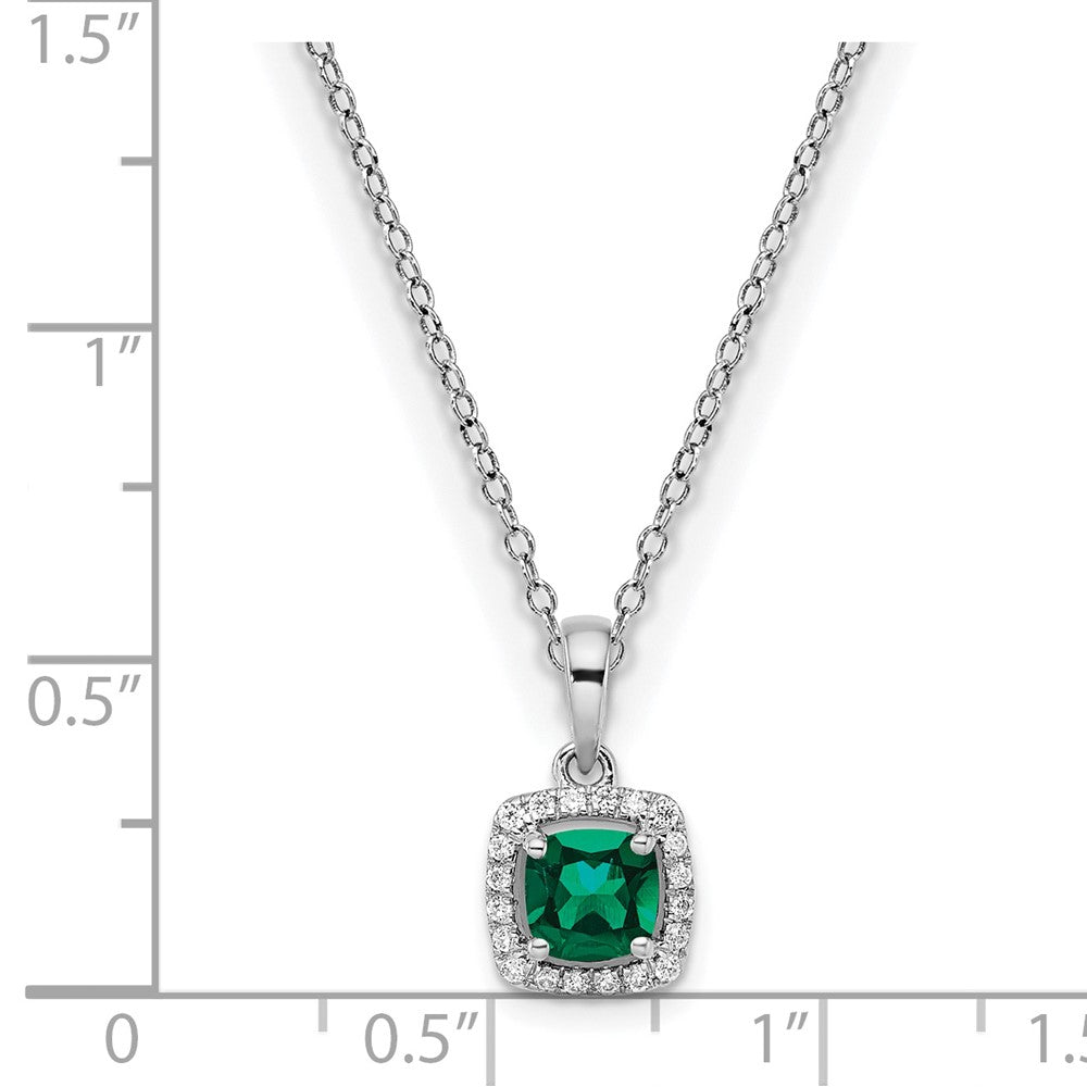 10ky ANT Created Emerald and Diamond Pendant w/ chain