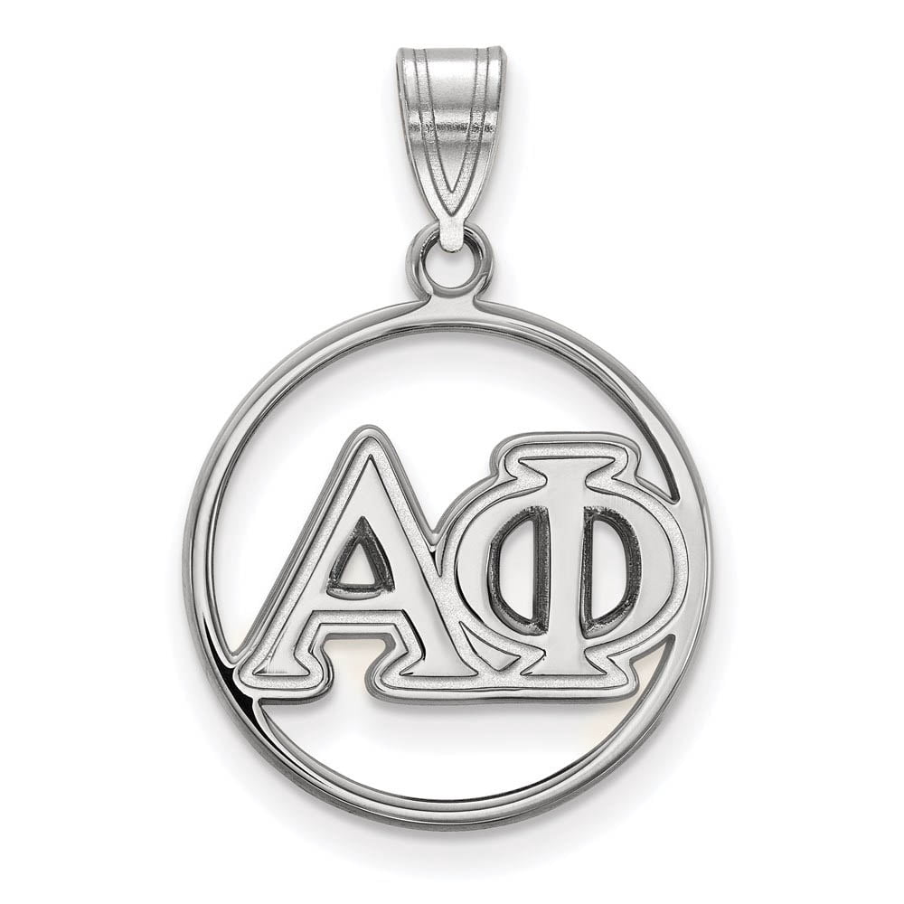 Sterling Silver Alpha Phi Medium Circle Greek Letters Pendant