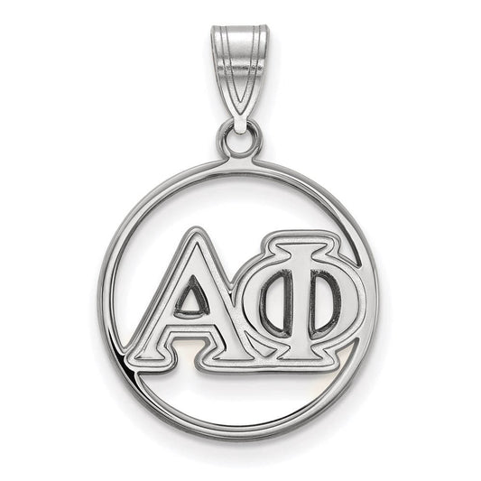 Sterling Silver Alpha Phi Medium Circle Greek Letters Pendant