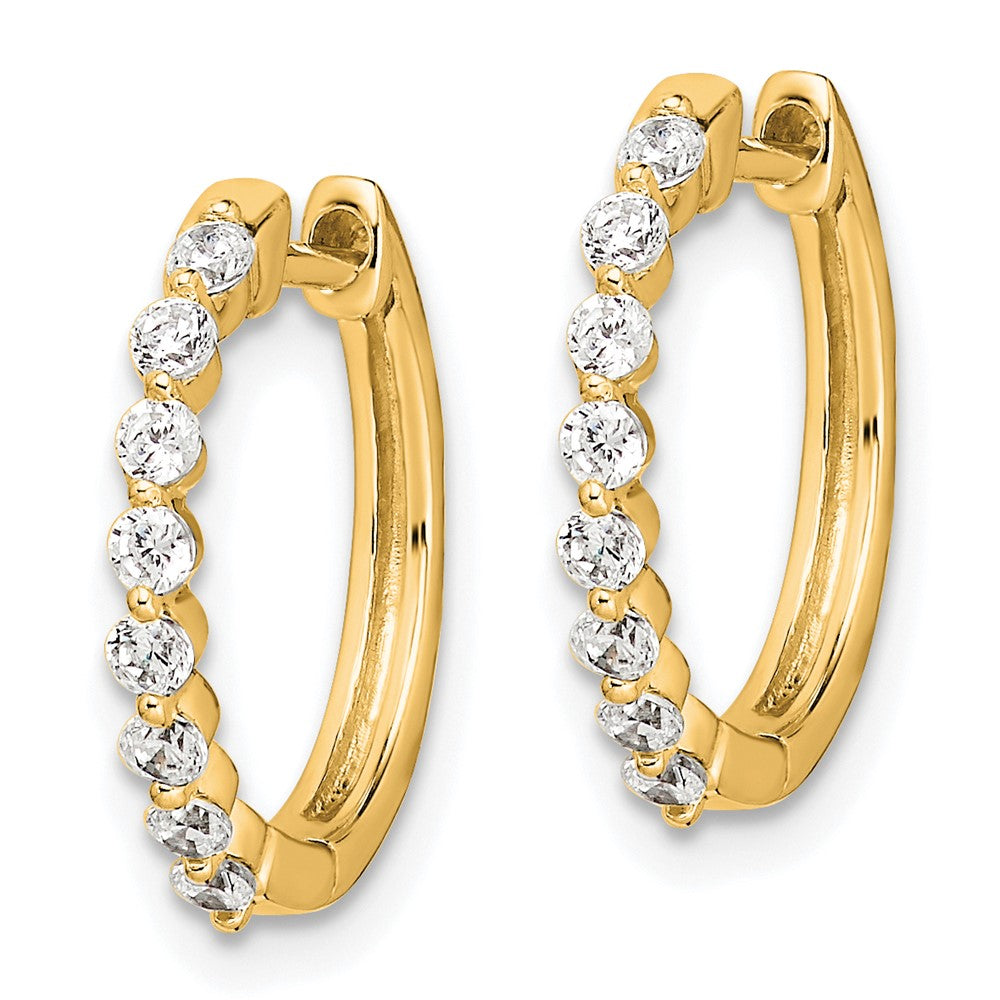 14K Gold Diamond Hinged Hoop Earrings