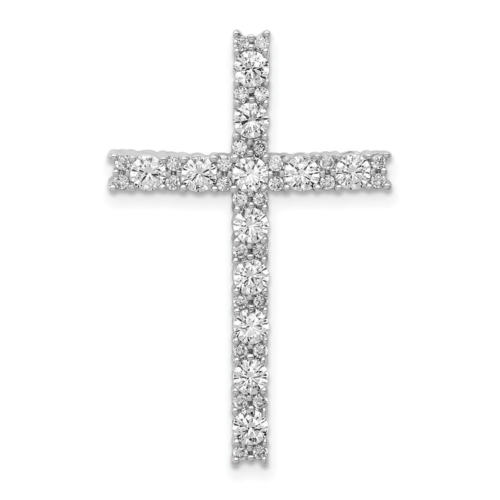 14k White Gold 1 carat Lab Grown Diamond VS/SI+ G+ Cross Chain Slide Pendant
