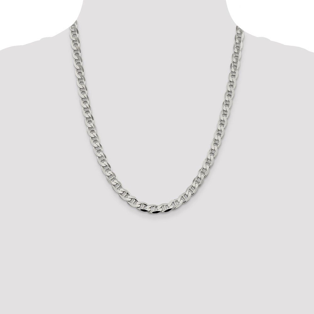 Sterling Silver 7.4mm D/C Flat Anchor Curb Chain 22 Inches