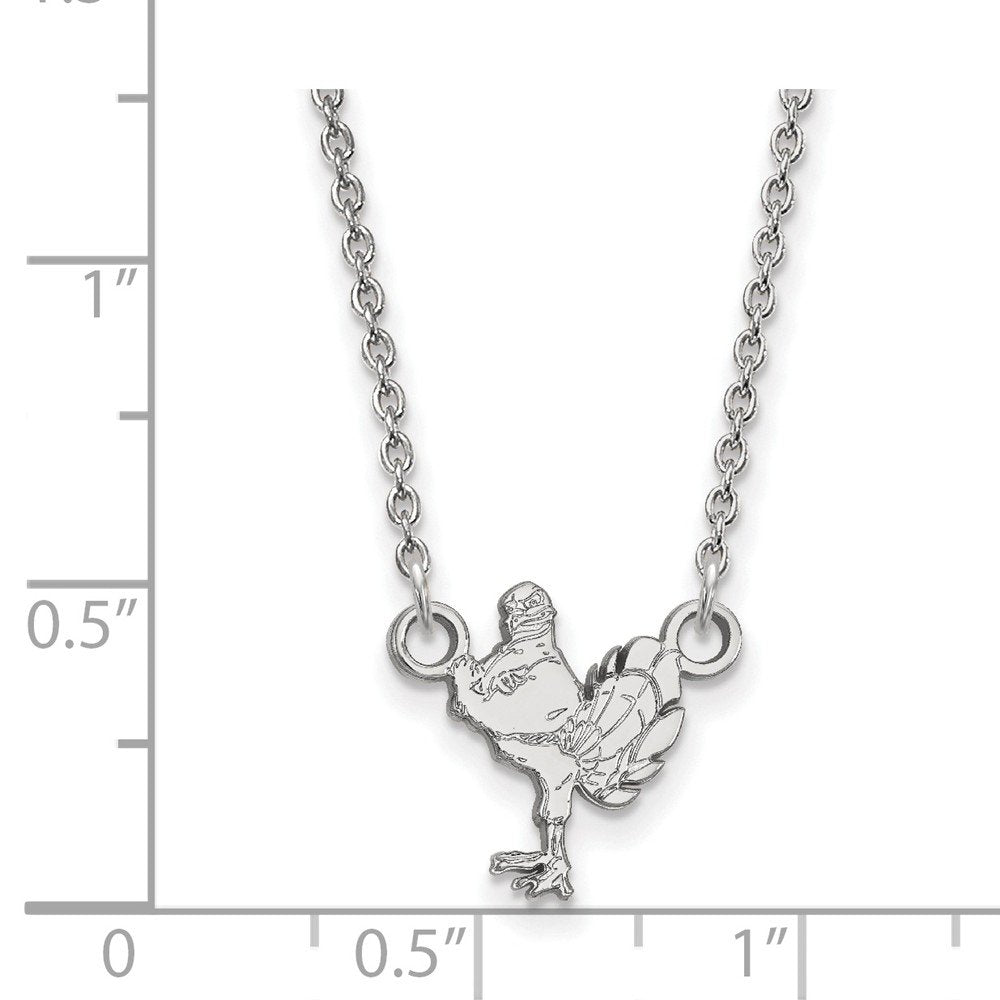 Sterling Silver Rhodium-plated LogoArt Virginia Tech HokieBird Small Pendant 18 inch Necklace Q-SS052VTE-18