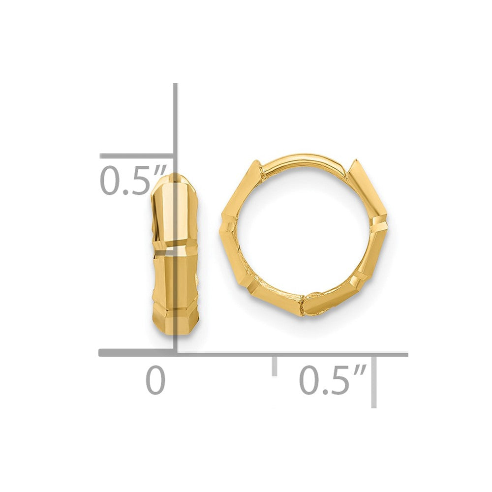 14K Polished and Diamond-cut Huggie Hoop Earrings