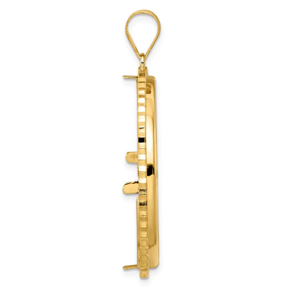 14k Polished Poly Edge with 18.0mm Prong Coin Bezel Pendant