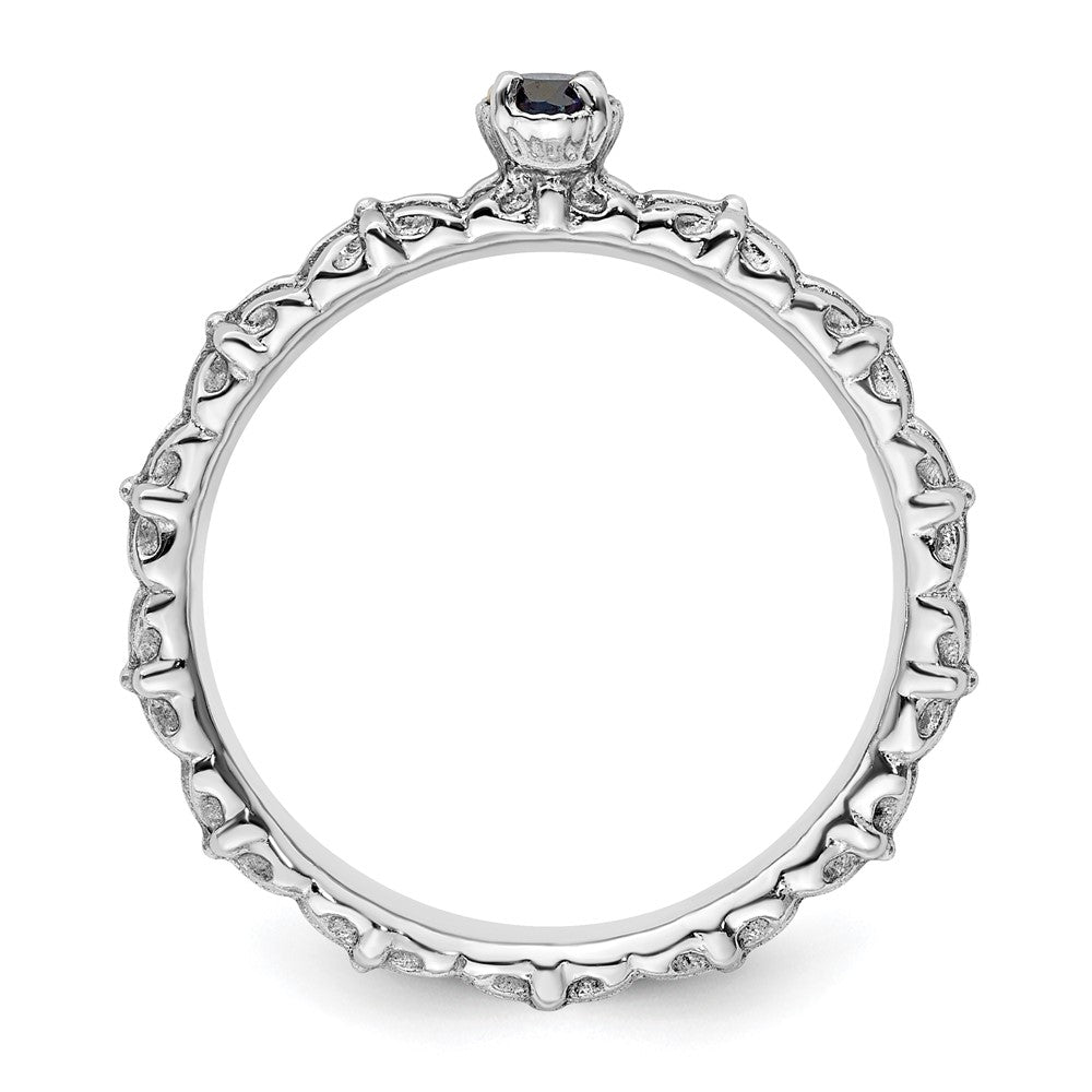 Sterling Silver Stackable Expressions Created Sapphire Single Stone Ring Size -9