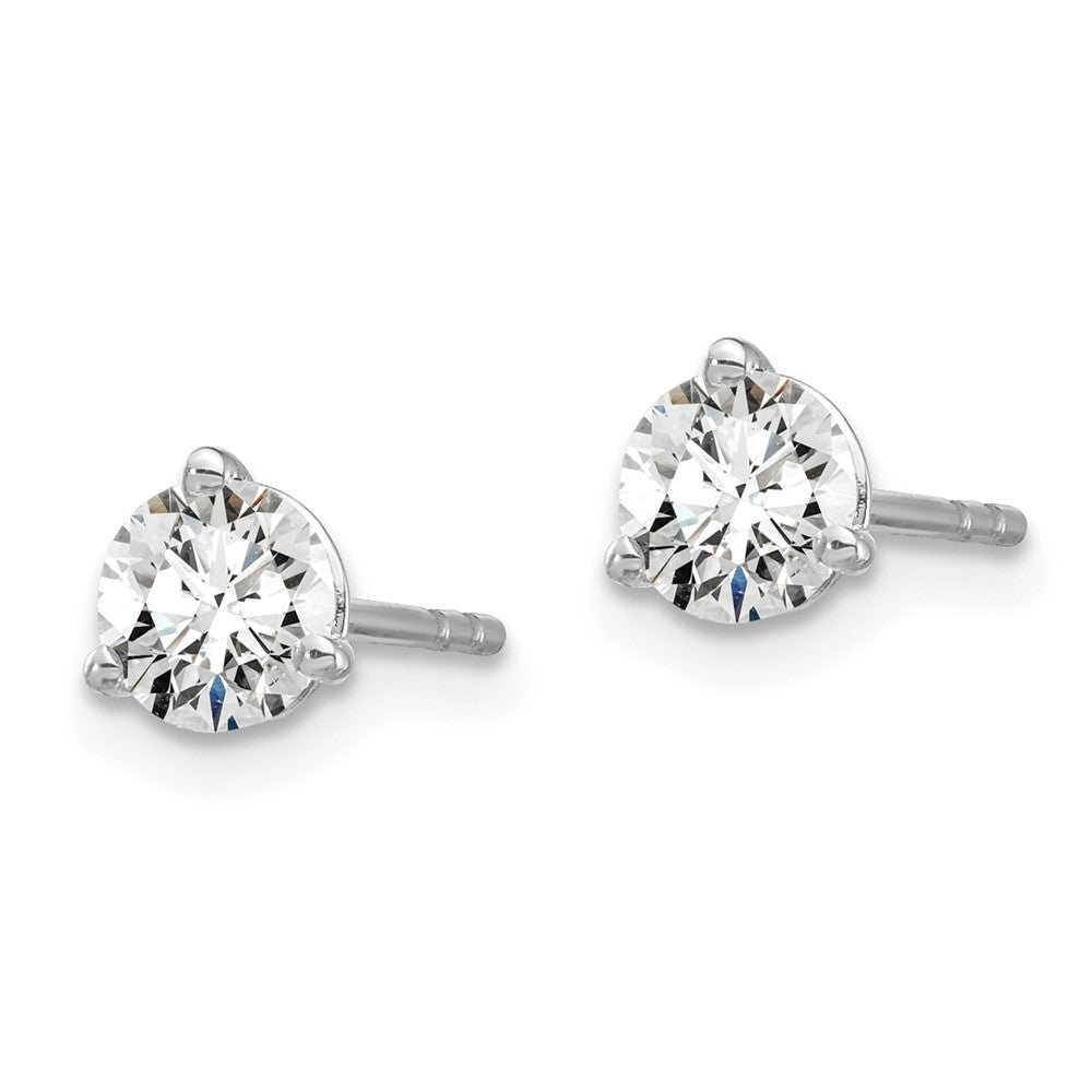 14k White Gold 2/3 ctw Lab Grown Diamond VS/SI+ G+ Round 3 Prong Heavy Wt. Stud Earrings