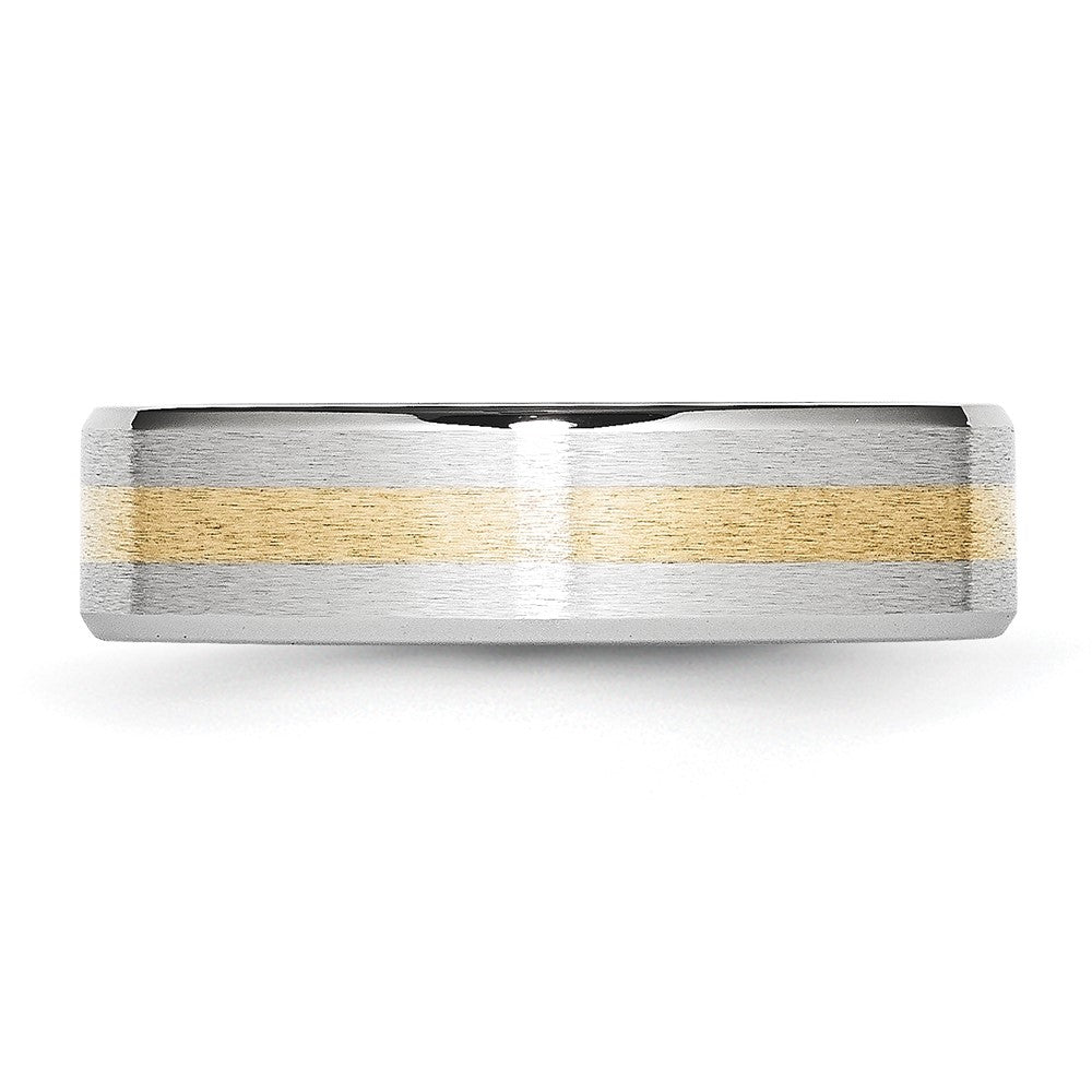 Cobalt 14k Gold Inlay Satin and Polished 6mm Band Size - 11