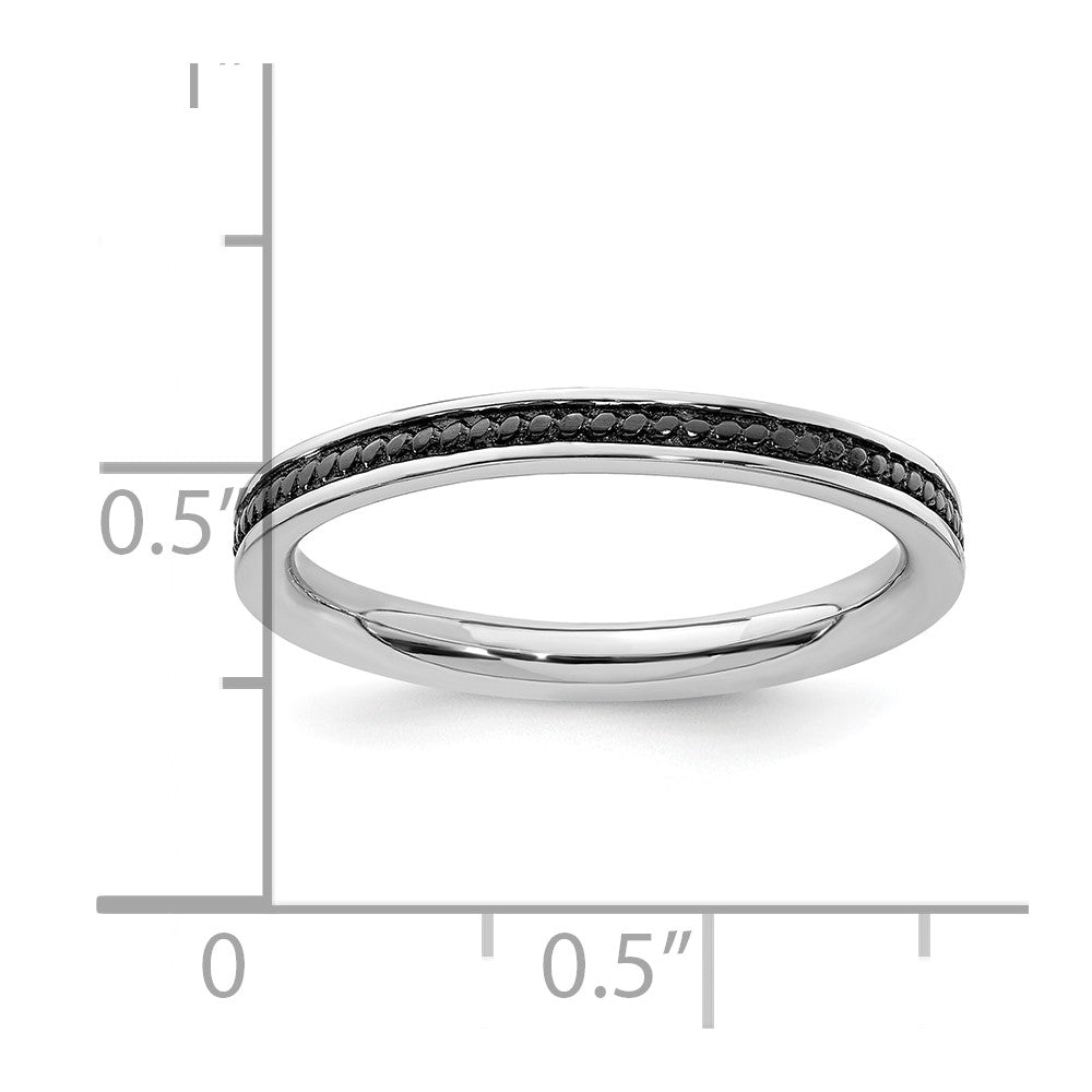 Sterling Silver Stackable Expressions Black-plated Channeled Ring Size -9