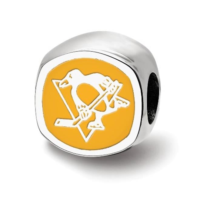 Sterling Silver NHL LogoArt Pittsburgh Penguins Enameled Double Logo Bead