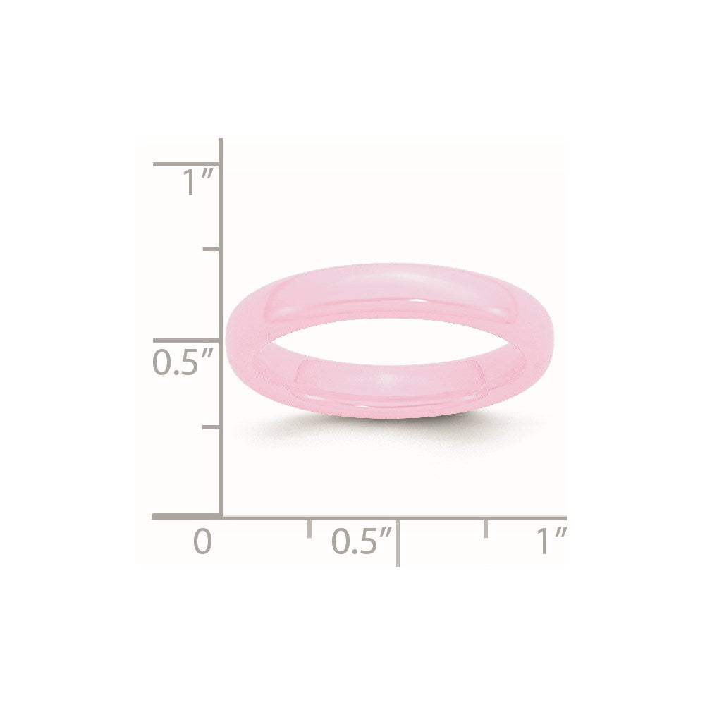 Ceramic Pink 4mm Polished Band Size - 9