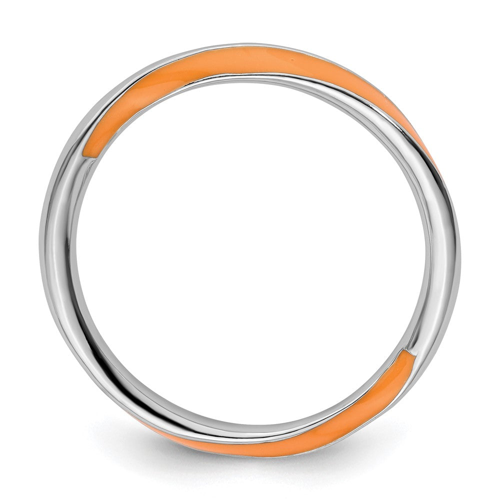 Sterling Silver Stackable Expressions Twisted Orange Enameled Ring Size -5