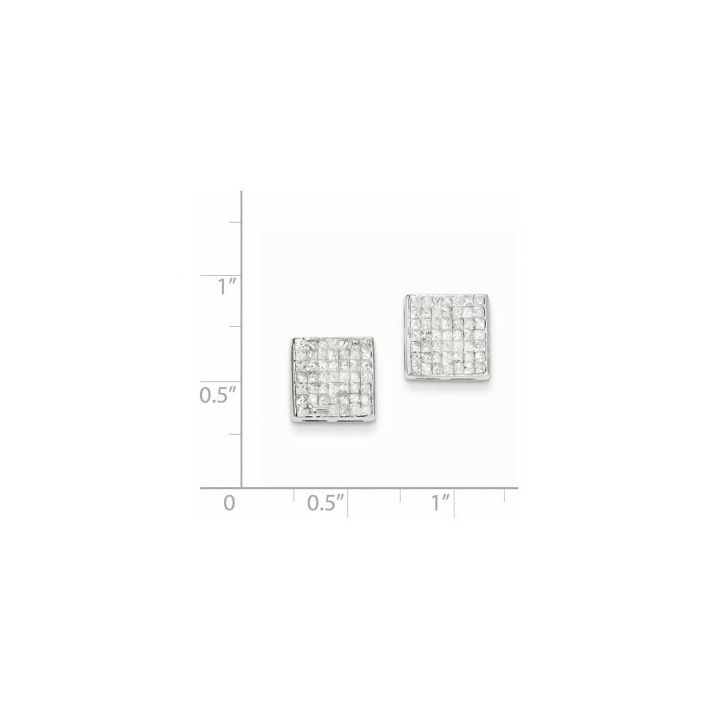 14K White Gold Princess AA Diamond Screwback Earrings