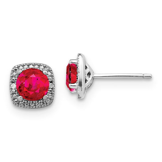 SS Created Ruby & Diamond Earrings