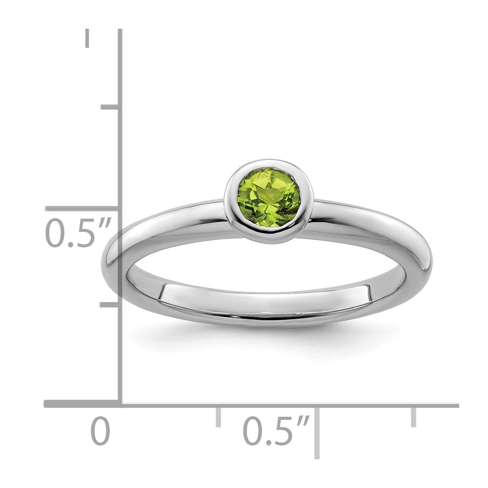 Sterling Silver Stackable Expressions Low 4mm Round Peridot Ring Size -6