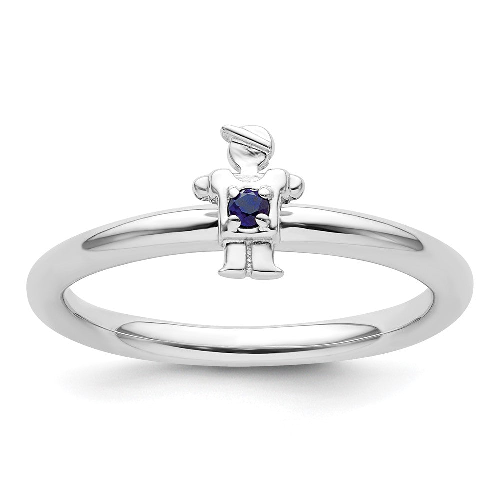 Sterling Silver Stackable Expressions Rhodium Cr. Sapp Boy Ring