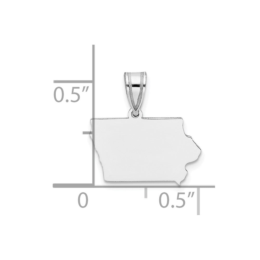 Sterling Silver/Rhodium-plated Iowa State Pendant