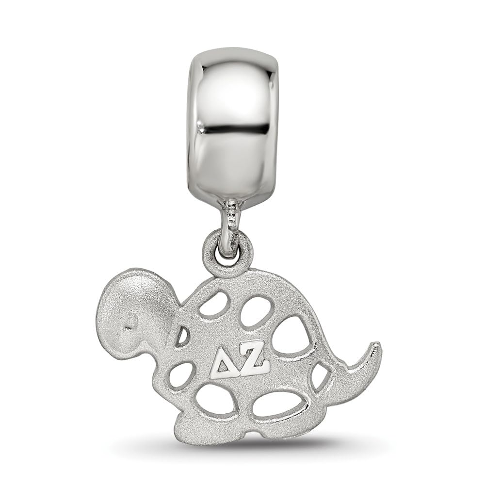LogoArt DZ003BD1-SS Sterling Silver Delta Zeta Turtle Charm on Plain Bead