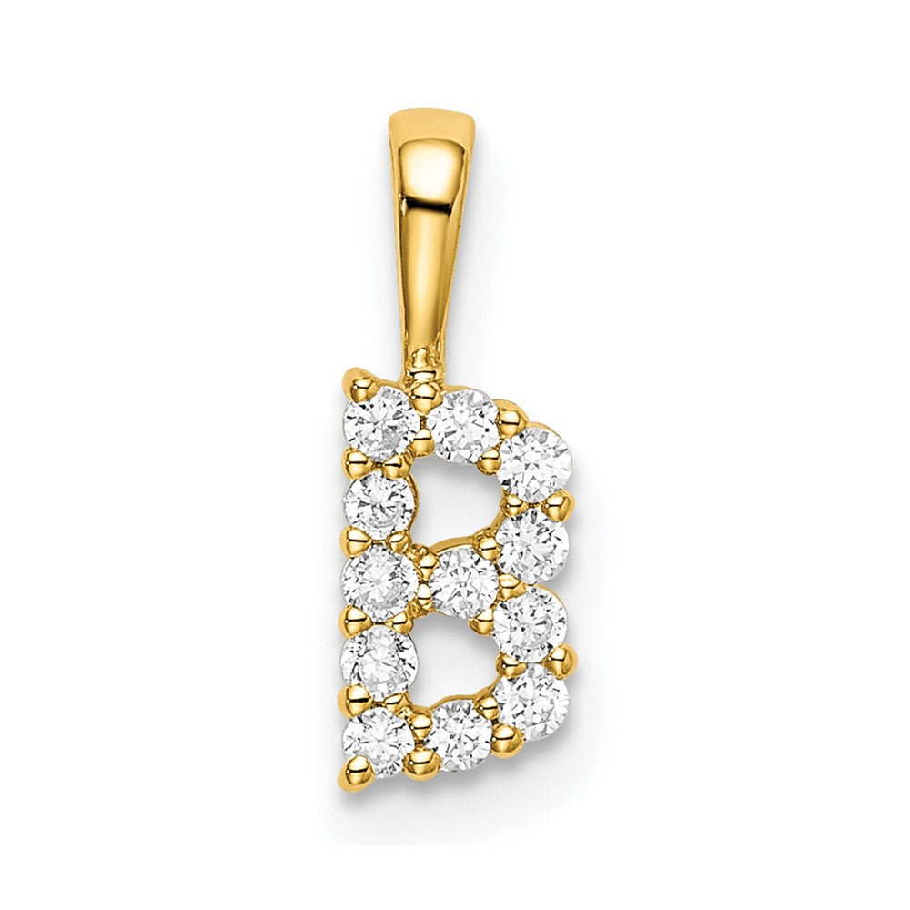 14k 1/8 carat Lab Grown Diamond VS/SI+ G+ Letter B Intitial Pendant
