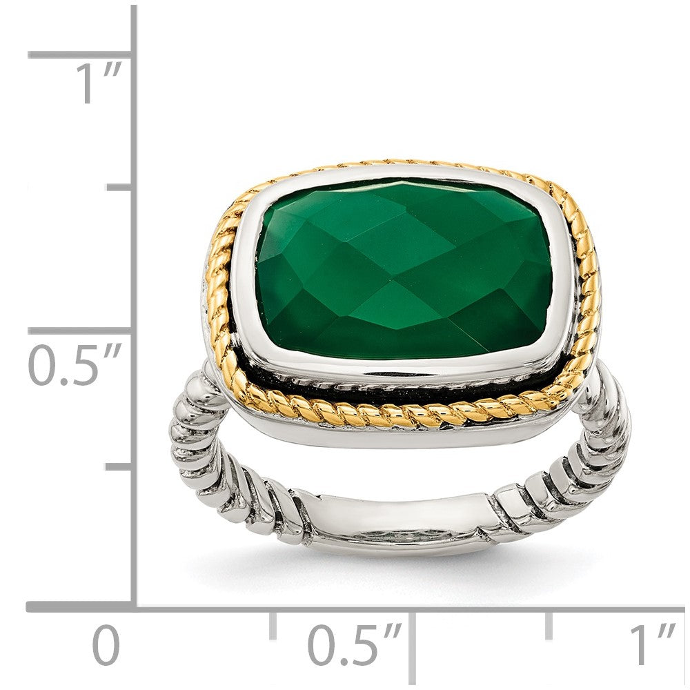 Sterling Silver w/14k Green Onyx Ring