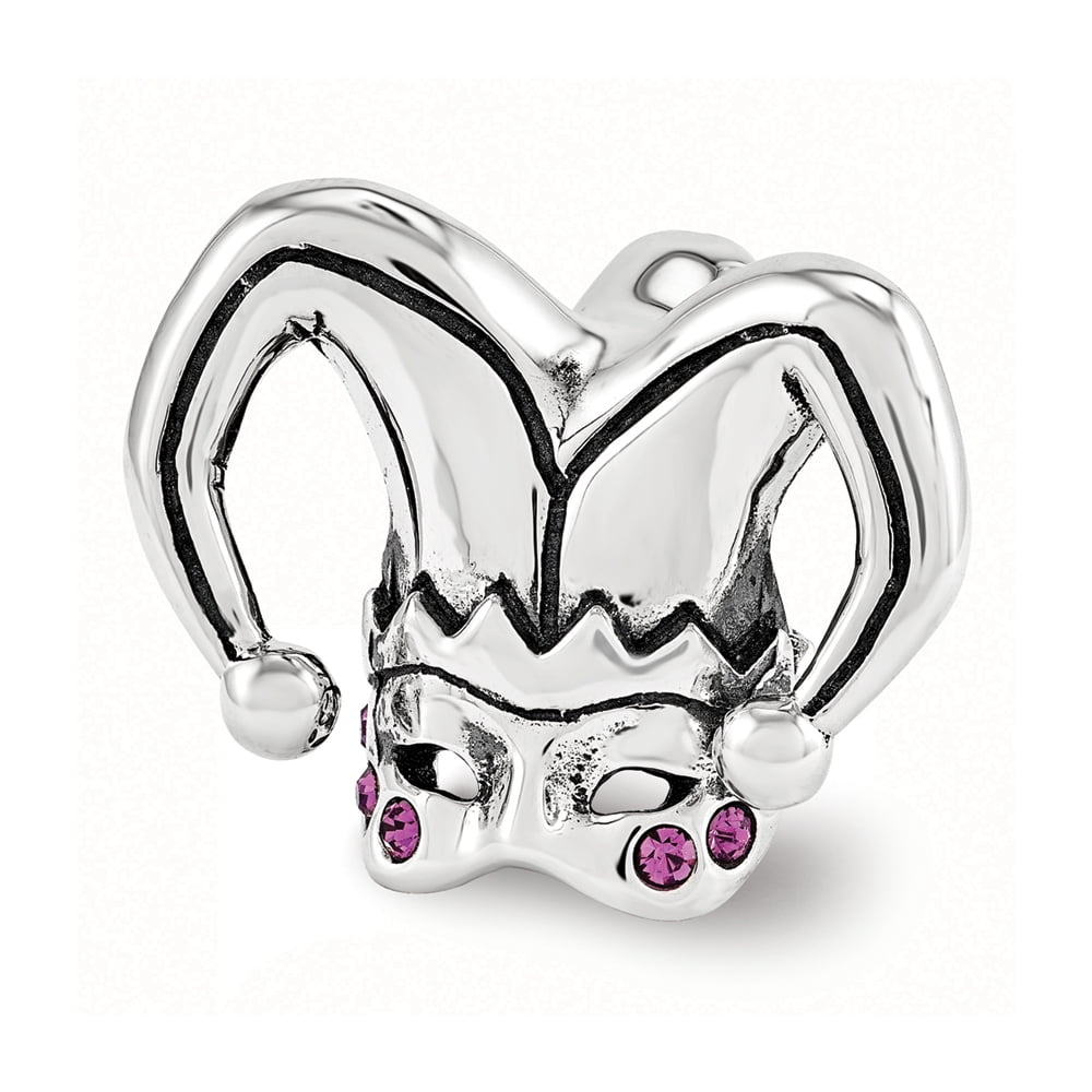 Sterling Silver Reflections Crystals Jester Mask Bead