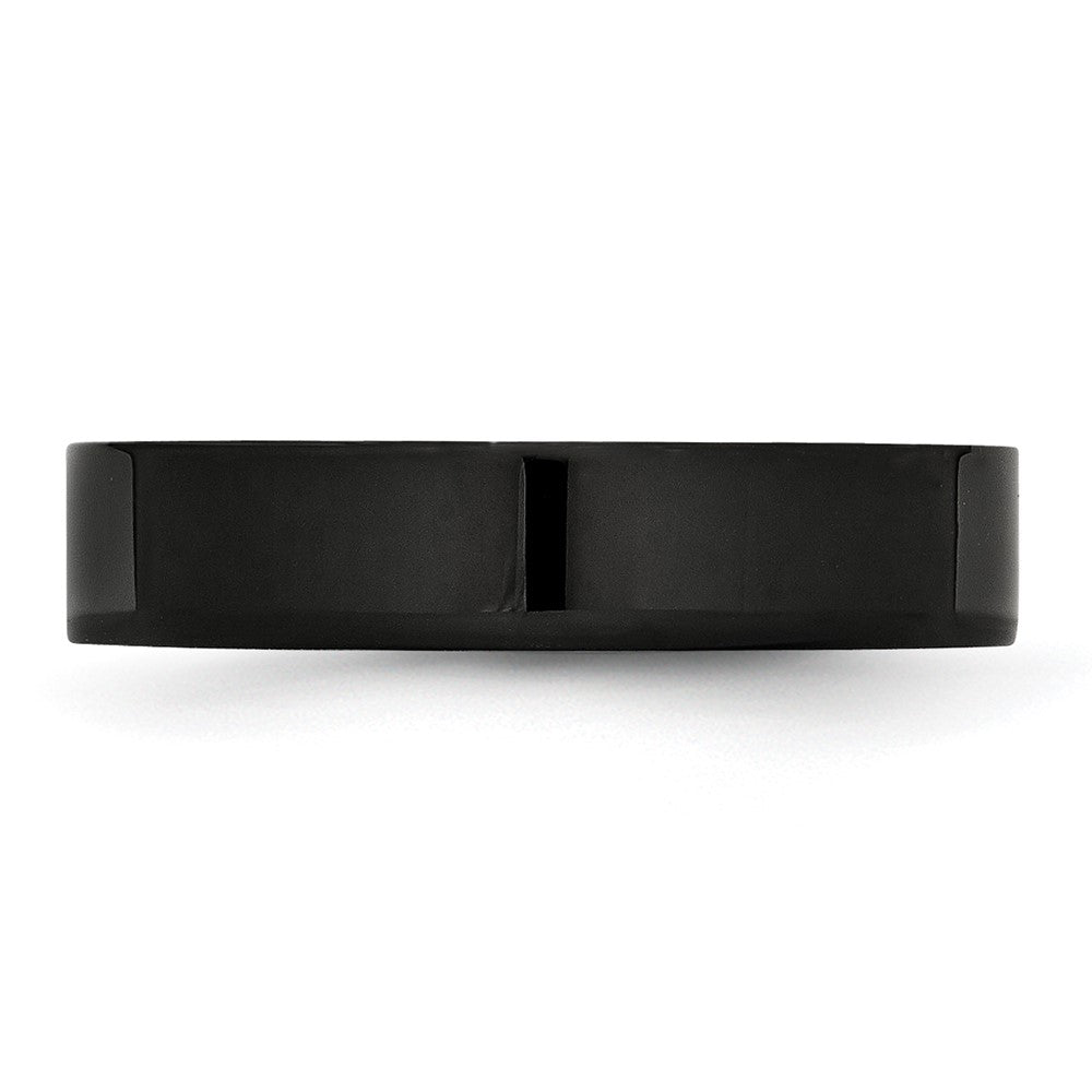 Stainless Steel 5mm Black IP-plated Polished Flat Band Size - 11