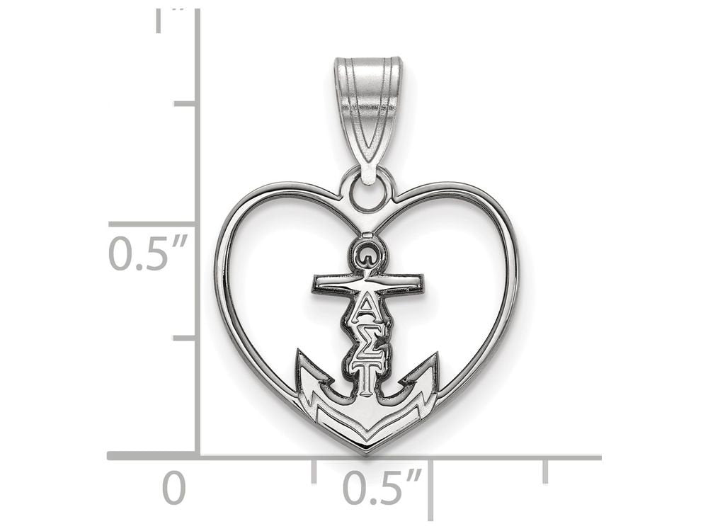 Sterling Silver Official Licensed Greek Sororities Alpha Sigma Tau (???) Heart Pendant