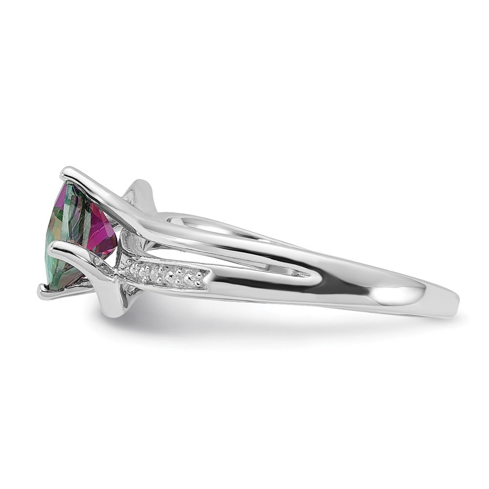 Sterling Silver Polished Mystic Fire Topaz and Diamond Ring