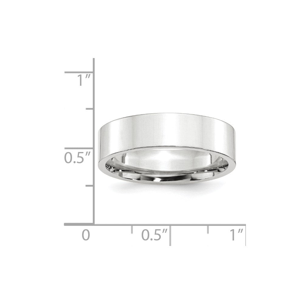 10k White Gold 6mm Standard Weight Flat Comfort Fit Wedding Band Size 10