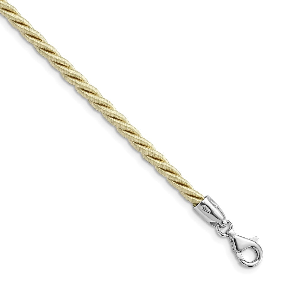 Sterling Silver Rhodium-plated 18inch Cream Satin Cord Necklace 18 Inches