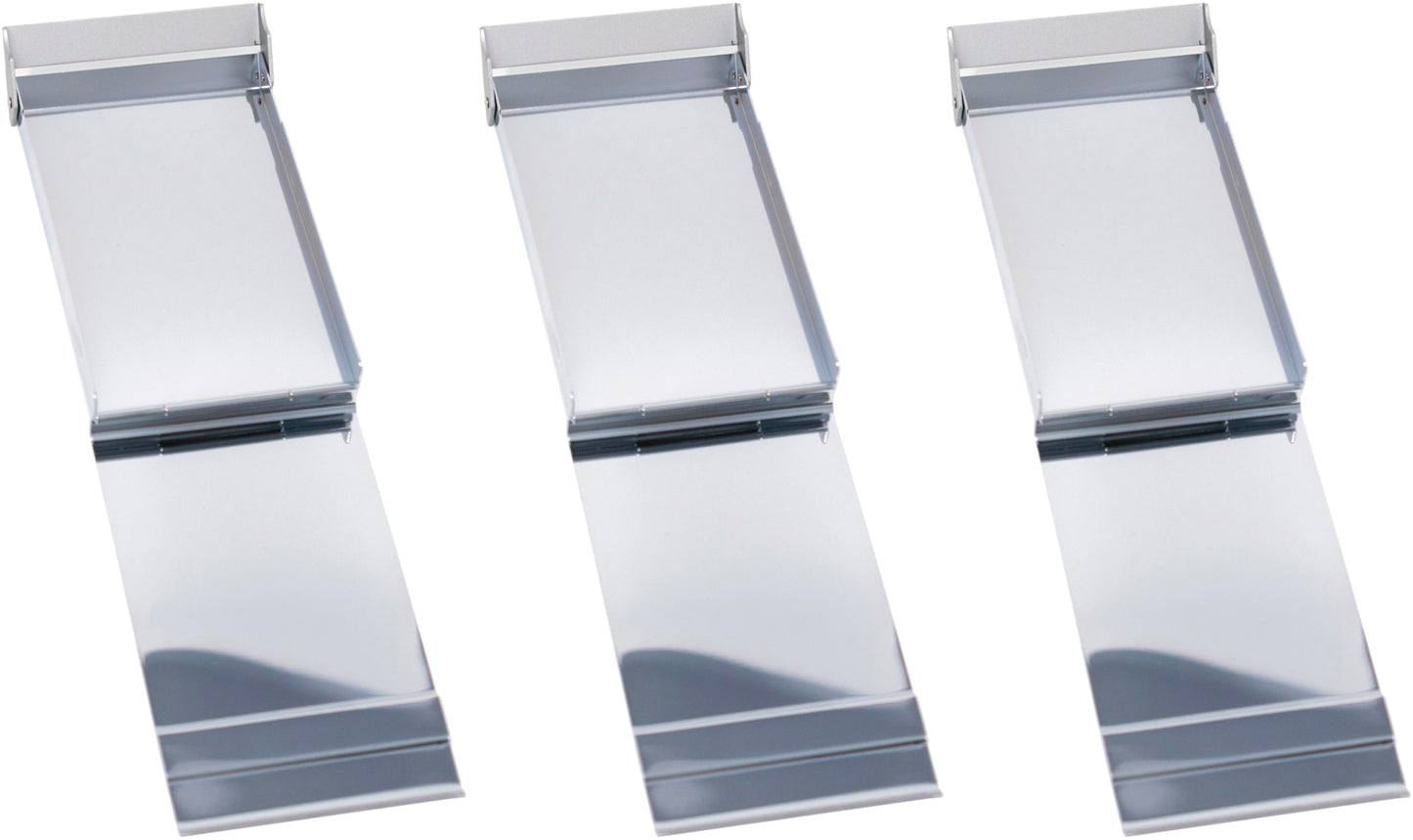 Set of 3 Brushed Metal Business Card Case Holders With Bar Closure Mechanism (Vertical, Silver)