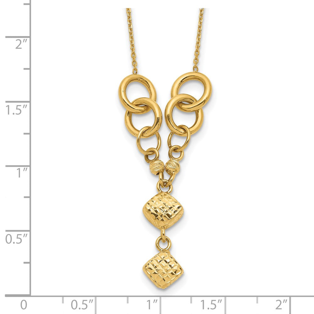 14K Polished & D/C w/2 in ext Necklace
