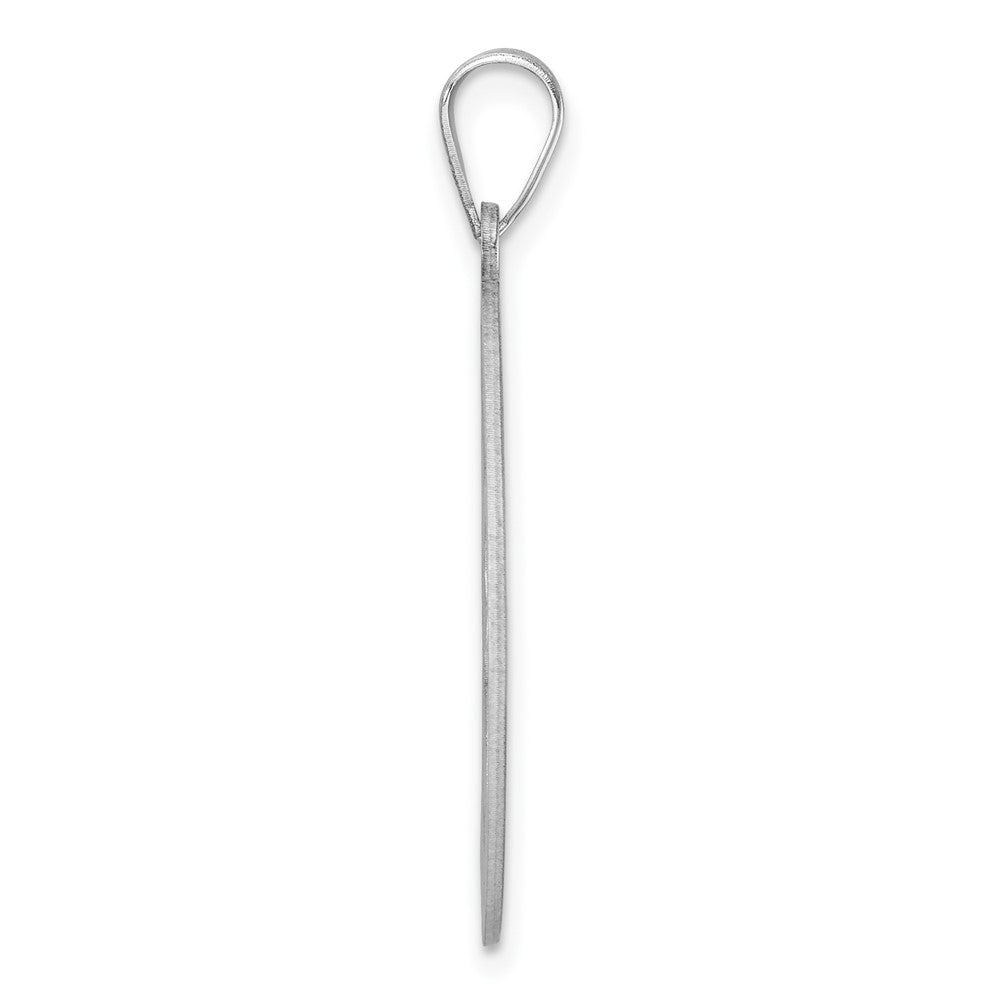 Large Sterling Silver Rhodium-plated Fancy Script Letter F Initial Pendant