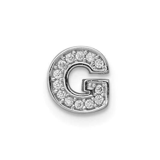 Sterling Silver Rhodium-plated CZ Letter G Initial Slide Charm
