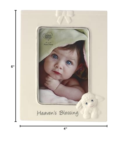 Precious Moments HEAVENS BLESSING with Lamb 4x6 Ceramic Photo Frame