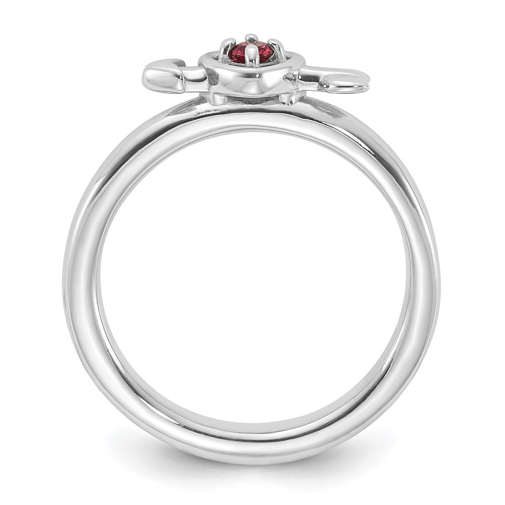 Sterling Silver Stackable Expressions Rhodium-plated Pink Tourmaline Heart with Arrow Ring Size -10