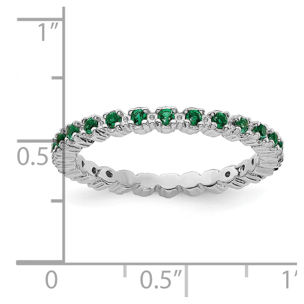 Sterling Silver Stackable Expressions Created Emerald Ring Size -6