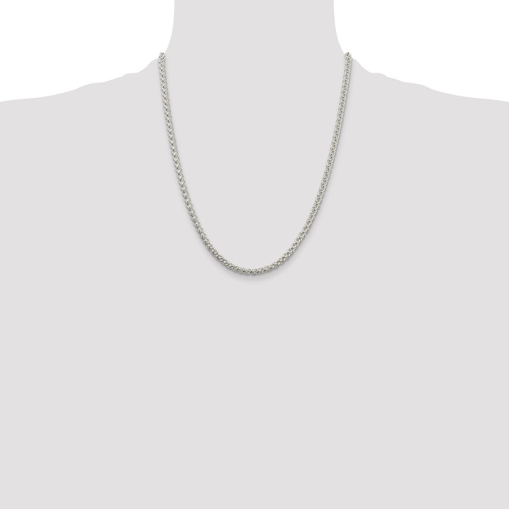 Sterling Silver 4mm Round Spiga Chain 22 Inches