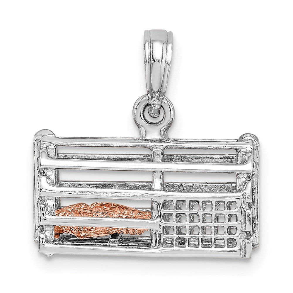 14K Two-Tone 3D Lobster Trap Moveable Charm