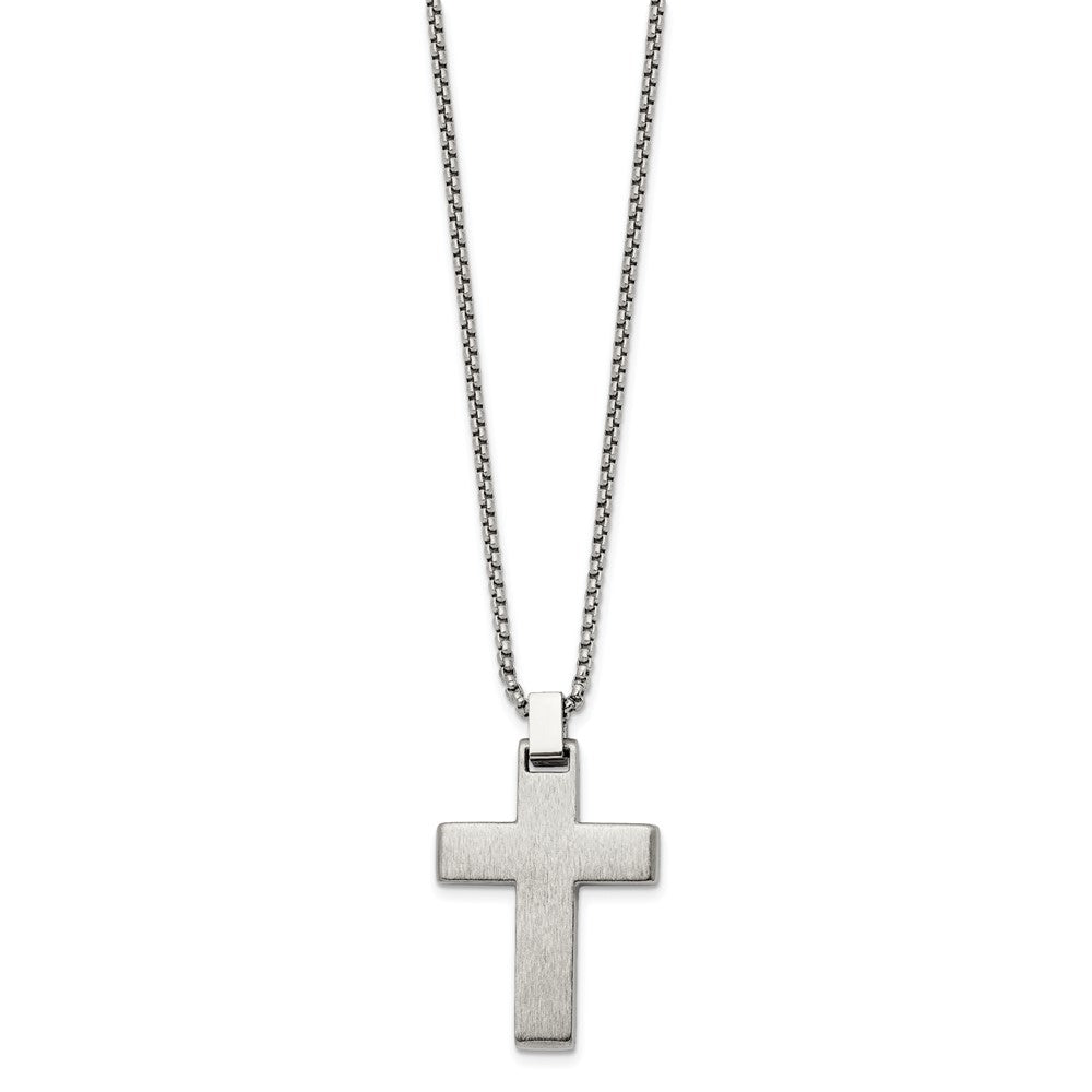 Stainless Steel Polished Yellow IP-plated Cross 19.5in Necklace