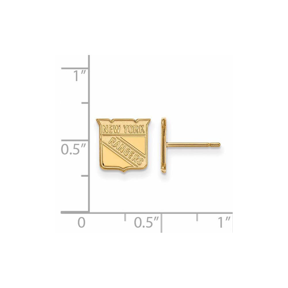Sterling Silver 14k Yellow Gold Plated NHL New York Rangers XS Post Earrings