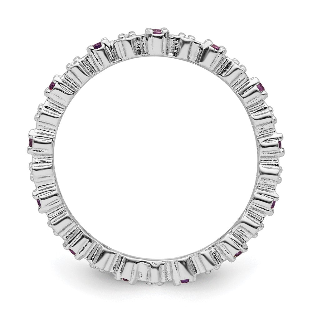 Sterling Silver Stackable Expressions Amethyst & Diamond Ring Size -8