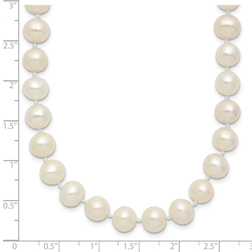 Sterling Silver Rhodium-plated 7-8mm White Near-Round Freshwater Cultured Pearl 24 inch Necklace 24 Inches