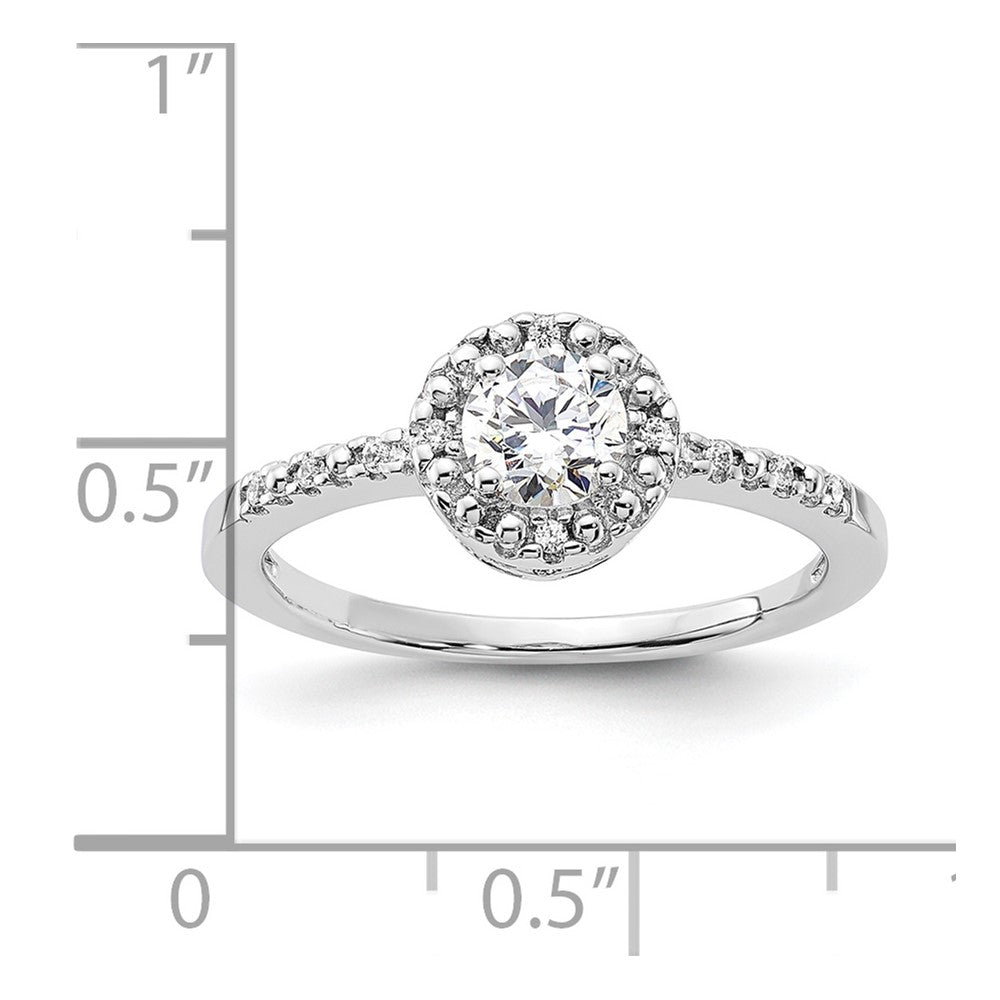 Sterling Silver Rhodium-plated Diamonore Circle Halo Ring