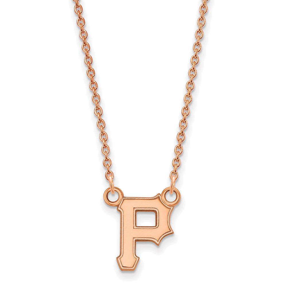 Sterling Silver Rose Gold-plated MLB LogoArt Pittsburgh Pirates Small Penda